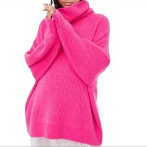 Zara Knit Oversized Sweater-Neon Pink